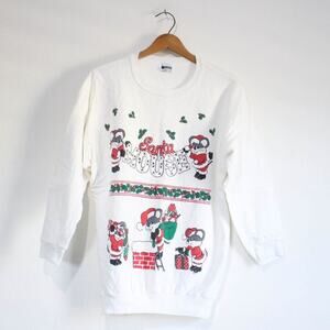 Vintage Christmas Santa Mouse Holiday Sweatshirt Medium
